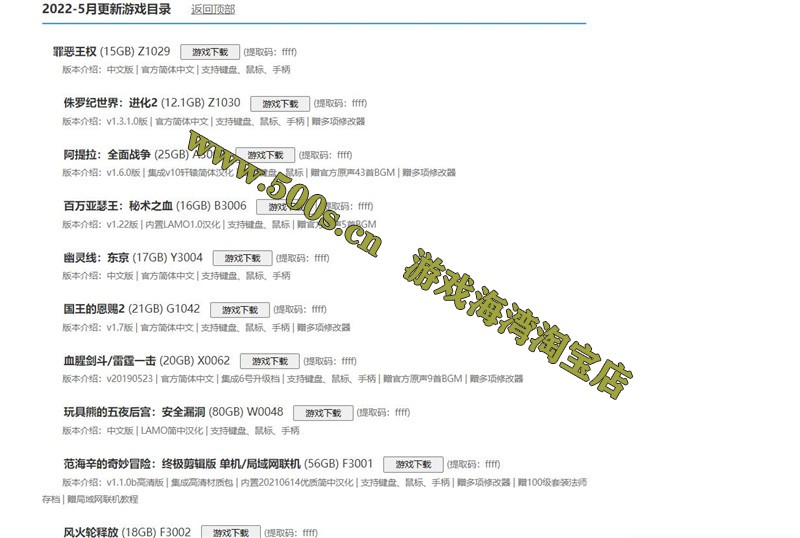 热门大型PC单机游戏大合集  每月更新（免费赠送）